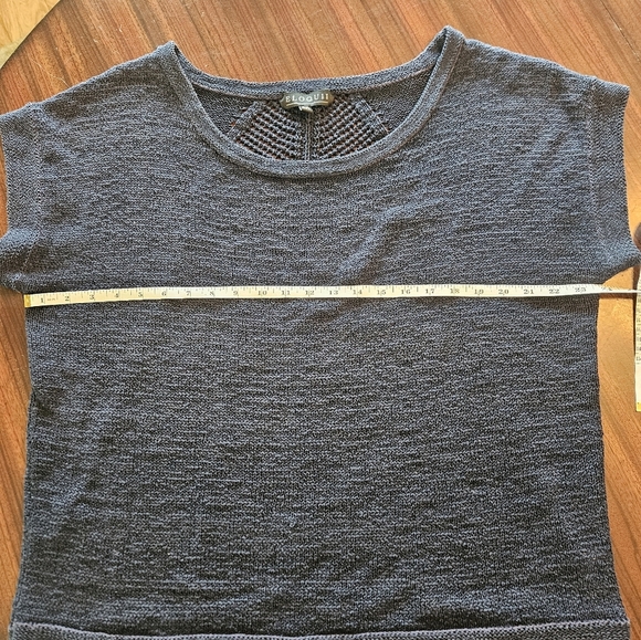 Eloqui Navy Cotton Blend Crochet Knit Drop Short Sleeve T-shirt Plus Size 18/20 - Picture 8 of 10